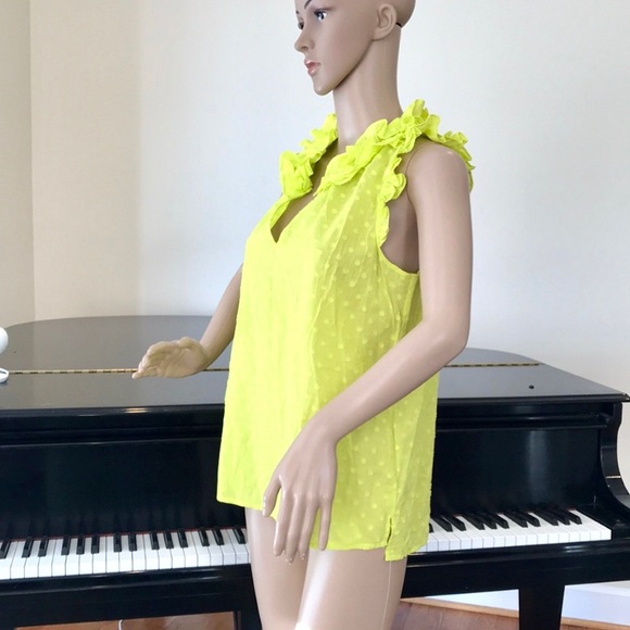 NWT J. Crew yellow ruffle swiss dot sleeveless top - Picture 6 of 8